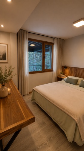 Dormitorio principal con ventana al bosque